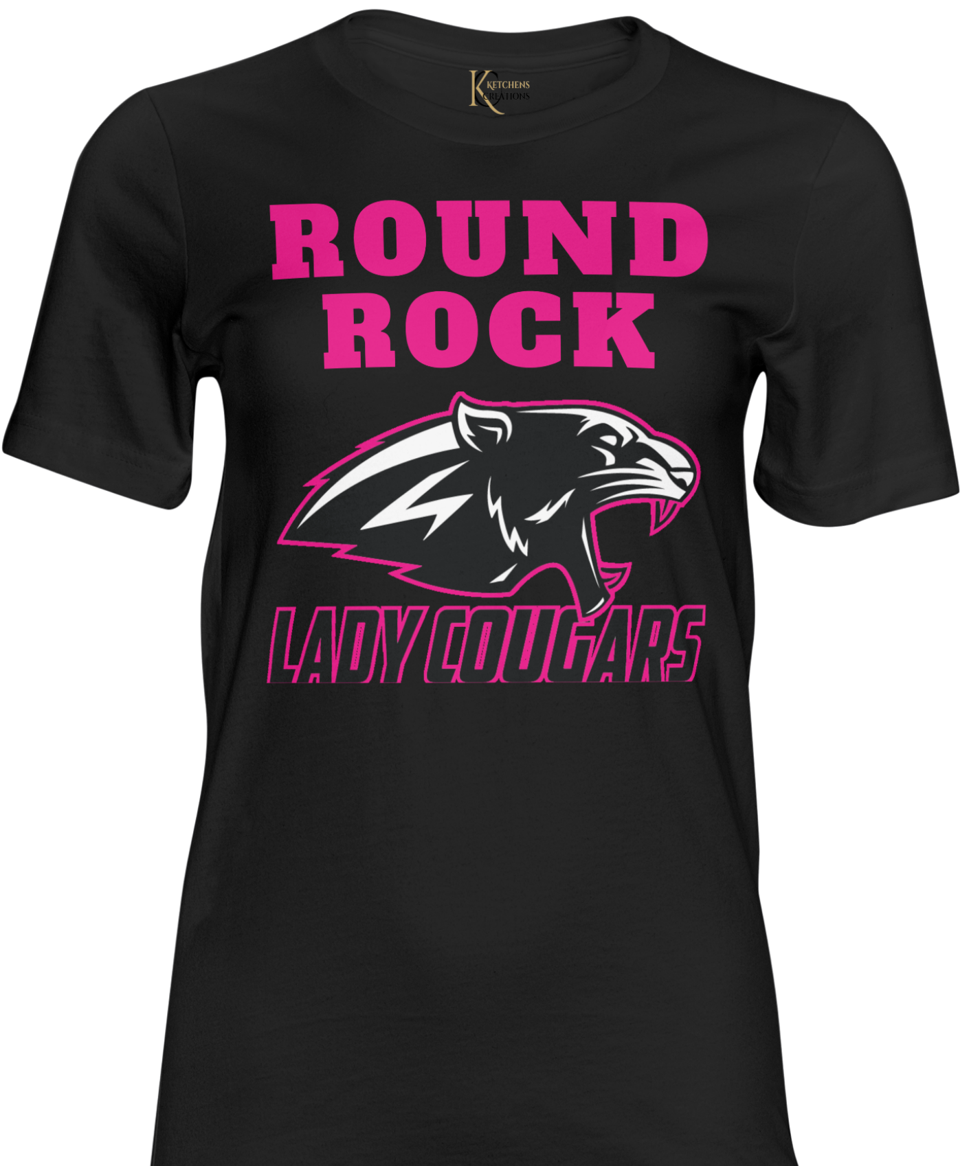 Round Rock Lady Cougars Soft Style Crew Neck- Pink or Black Shirt