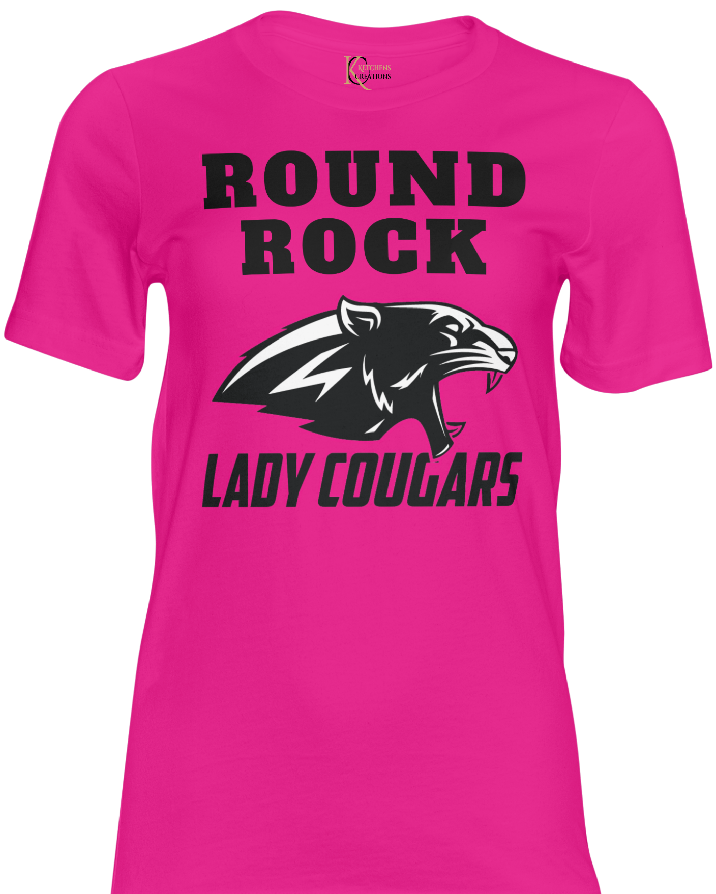 Round Rock Lady Cougars Soft Style Crew Neck- Pink or Black Shirt