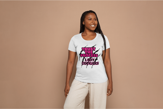 Trust the Process Dri Fit Crew Neck with Pink or Black Lettering
